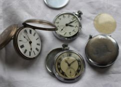 A continental white metal open faced pocket watch,