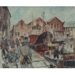 Stanley Cooke Dockyard scene Oil on board Signed 45 x 55cm IMPORTANT: Artists resale rights may