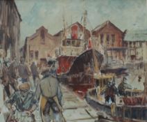 Stanley Cooke Dockyard scene Oil on board Signed 45 x 55cm IMPORTANT: Artists resale rights may