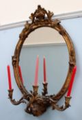 A 19th century gilt gesso girandole wall mirror,