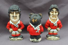 A John Hughes pottery Grogg of a bear in a Welsh Rugby Jersey titled "Wales",