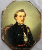 19th century continental school Head and shoulder portrait on a gentleman in military uniform Oil