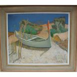 Gourley A beached boat Oil on board Signed 62 x75cm