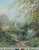 Hilary Scoffield Cottage in a landscape Watercolour Signed 46 x 35cm IMPORTANT: This lot is sold
