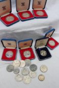 Assorted coins including silver crowns dated 6 February 1977,