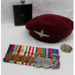 A set of seven World War II medals, including the 1939-1945 Star, The Africa Star, The Italy Star,