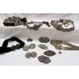 A collection of electroplated nurses belts etc