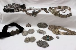 A collection of electroplated nurses belts etc