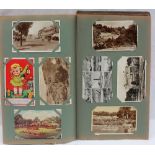 A postcard album, comprising circa 180 postcards including views of Richmond, Oxford, Windermere,