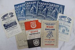 A small collection of Cardiff City football programs from 1947 to 1955, together with Barry Town,