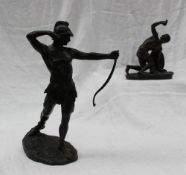 A Bronze model of a bowman, with a rat on his helmet, impressed Bronze Garanti,