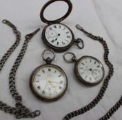 A late Victorian silver open faced pocket watch, with an enamel dial,