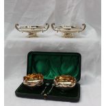 A pair of George VI silver twin handled pedestal dishes, Birmingham,