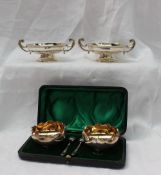 A pair of George VI silver twin handled pedestal dishes, Birmingham,