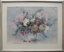 Valerie Ganz Hydrangeas & Kaffir-Lilies Watercolour Signed and label verso 53 x 72cm IMPORTANT: