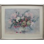 Valerie Ganz Hydrangeas & Kaffir-Lilies Watercolour Signed and label verso 53 x 72cm IMPORTANT: