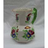 A Dillwyn Swansea pottery panelled jug, painted with flower heads and leaves, impressed marks, 12.