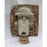A Troika Aztec mask, decorated by Alison Brigden,