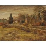 Fred Barney St Fagans - Street view Oil on board Signed and dated 1965 David Griffiths label verso