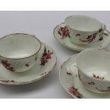 A set of three 19th century Swansea porcelain teacups and saucers,