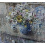 Andrew Douglas-Forbes Welsh Dresser - still life study of flowers on a dresser Acrylic on