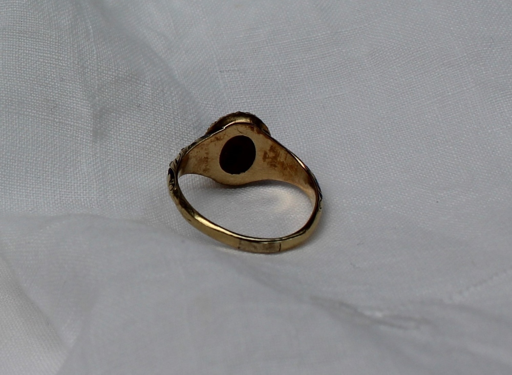 A blue enamel and diamond decorated dress ring to a yellow metal setting and shank - Image 3 of 4