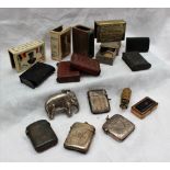 A collection of vesta cases and match boxes holders, some silver, bakelite,