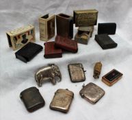 A collection of vesta cases and match boxes holders, some silver, bakelite,
