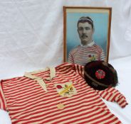 Lancashire Northern Rugby Football Union - A red and white rugby jersey with Lancashire N.R.