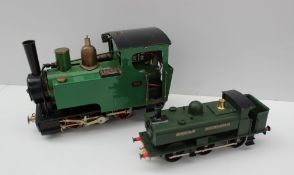 A Merlin loco works 0-6-0 locomotive in green together with an 0-6-0 locomotive "Great western"