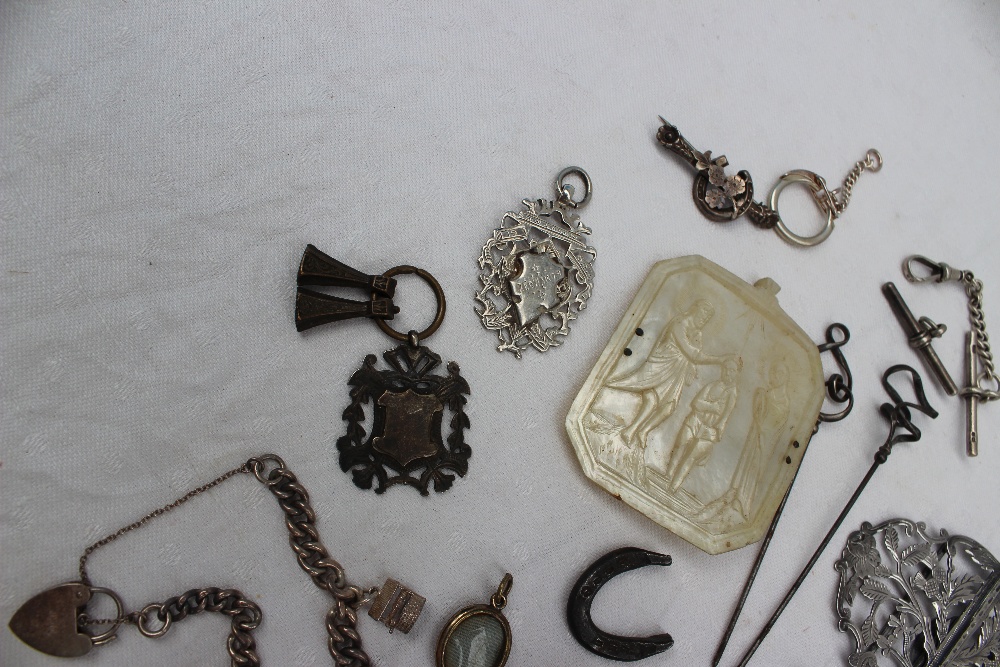 A quantity of silver and white metal jewellery, including hinged bangles, nurses belts, - Image 4 of 6