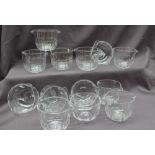 Thirteen assorted 19th century wine glass coolers with double lips,