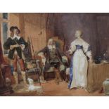 19th century British School An interior scene Watercolour 24 x 32cm