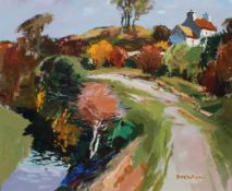 Donald McIntyre Lane Anglesey Oil on board Signed and label verso Martin Tinney Gallery label verso