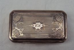 A French white metal snuff box of rectangular form,