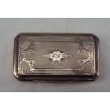 A French white metal snuff box of rectangular form,