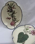 A pair of creamware oval botanical dessert dishes,