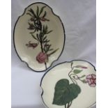 A pair of creamware oval botanical dessert dishes,