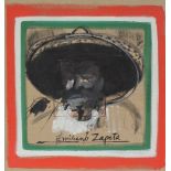 Norman Toynton Portrait of Emiliano Zapata Oil on canvas Signed and dated '62 55 x 45 cm Label