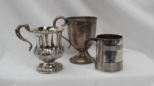 A Victorian silver christening mug, of pedestal form, London, 1871,