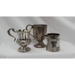 A Victorian silver christening mug, of pedestal form, London, 1871,