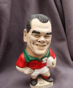 A John Hughes pottery Grogg of Ieuan Evans, in a red Wales Jersey with green collar, No.