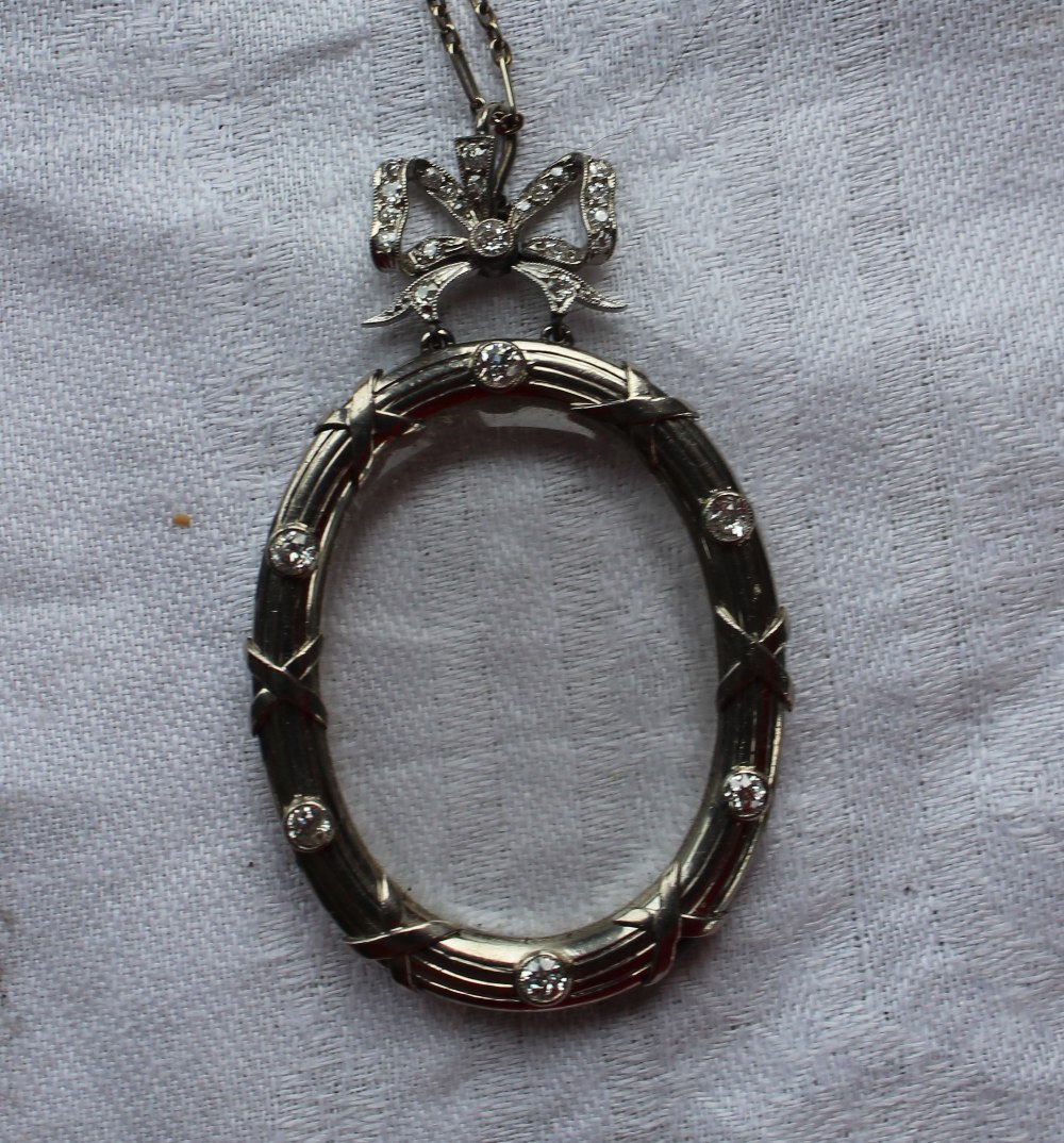 A diamond set mourning pendant locket, - Image 2 of 2