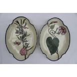 A pair of creamware oval botanical dessert dishes,