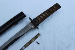 A Wakizashi Unsigned, Shinto The blade with one mekugi-ana, suguha hamon, itame hada,