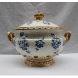 A 19th century English porcelain soup tureen and cover, the cover with flared knop,