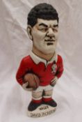 A John Hughes pottery Grogg of David Pickering in a Wales red jersey, holding a ball and No.