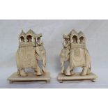 Two 19th century ivory figures of elephants, with howdah and figures,