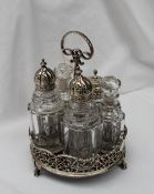 A set of five George IV silver topped and glass cruet bottles, Sheffield, 1826, 1827, James Kirkby,