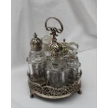 A set of five George IV silver topped and glass cruet bottles, Sheffield, 1826, 1827, James Kirkby,